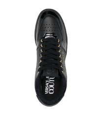 schwarze Leder niedrige Sneakers von VERSACE JEANS COUTURE