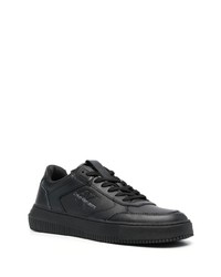 schwarze Leder niedrige Sneakers von Calvin Klein Jeans