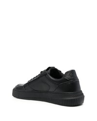 schwarze Leder niedrige Sneakers von Calvin Klein Jeans