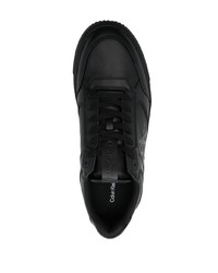 schwarze Leder niedrige Sneakers von Calvin Klein Jeans