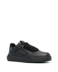 schwarze Leder niedrige Sneakers von Calvin Klein Jeans