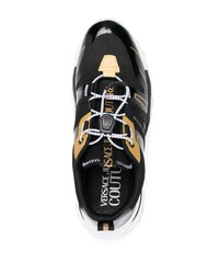 schwarze Leder niedrige Sneakers von VERSACE JEANS COUTURE