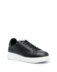 schwarze Leder niedrige Sneakers von Emporio Armani