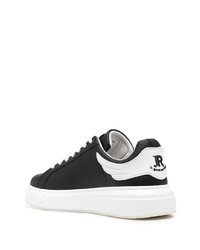 schwarze Leder niedrige Sneakers von John Richmond