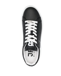 schwarze Leder niedrige Sneakers von John Richmond