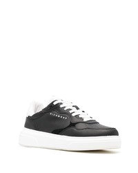 schwarze Leder niedrige Sneakers von John Richmond