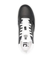 schwarze Leder niedrige Sneakers von John Richmond