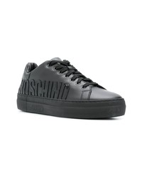 schwarze Leder niedrige Sneakers von Moschino