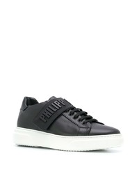 schwarze Leder niedrige Sneakers von Philipp Plein