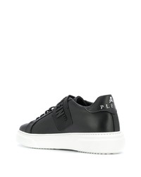 schwarze Leder niedrige Sneakers von Philipp Plein