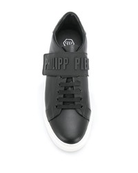 schwarze Leder niedrige Sneakers von Philipp Plein