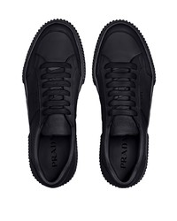 schwarze Leder niedrige Sneakers von Prada