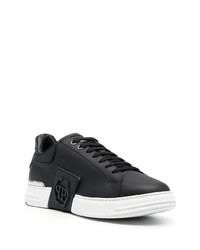 schwarze Leder niedrige Sneakers von Philipp Plein