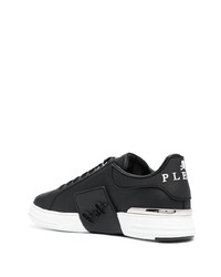 schwarze Leder niedrige Sneakers von Philipp Plein