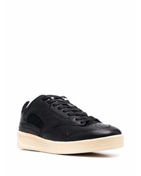 schwarze Leder niedrige Sneakers von Jil Sander