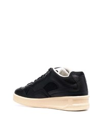 schwarze Leder niedrige Sneakers von Jil Sander