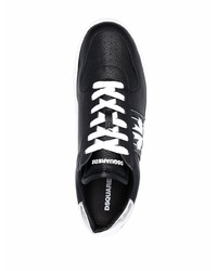 schwarze Leder niedrige Sneakers von DSQUARED2