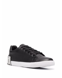 schwarze Leder niedrige Sneakers von Moschino