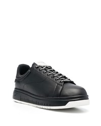 schwarze Leder niedrige Sneakers von Emporio Armani