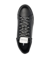 schwarze Leder niedrige Sneakers von Emporio Armani