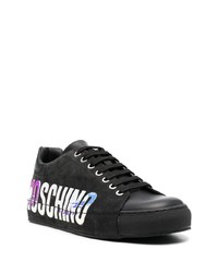 schwarze Leder niedrige Sneakers von Moschino