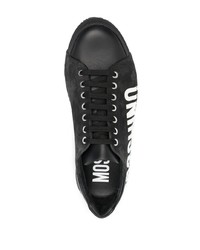 schwarze Leder niedrige Sneakers von Moschino