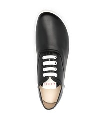 schwarze Leder niedrige Sneakers von Marni