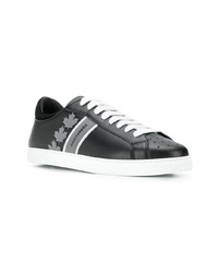 schwarze Leder niedrige Sneakers von DSQUARED2