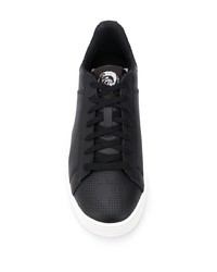 schwarze Leder niedrige Sneakers von Diesel