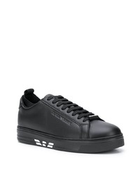 schwarze Leder niedrige Sneakers von Emporio Armani