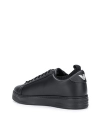 schwarze Leder niedrige Sneakers von Emporio Armani