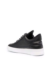 schwarze Leder niedrige Sneakers von Filling Pieces