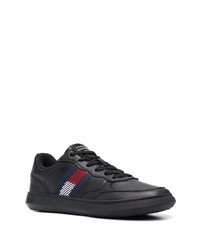 schwarze Leder niedrige Sneakers von Tommy Hilfiger