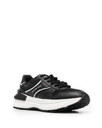 schwarze Leder niedrige Sneakers von Calvin Klein Jeans