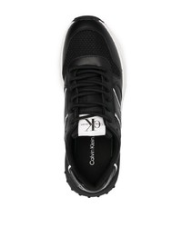 schwarze Leder niedrige Sneakers von Calvin Klein Jeans