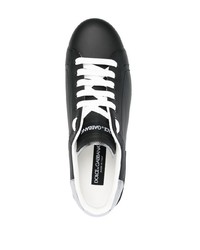 schwarze Leder niedrige Sneakers von Dolce & Gabbana