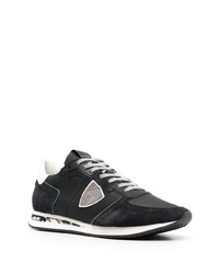 schwarze Leder niedrige Sneakers von Philippe Model Paris