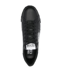 schwarze Leder niedrige Sneakers von VERSACE JEANS COUTURE