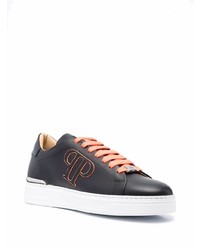 schwarze Leder niedrige Sneakers von Philipp Plein