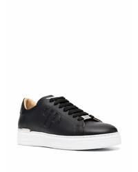 schwarze Leder niedrige Sneakers von Philipp Plein