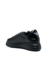 schwarze Leder niedrige Sneakers von Emporio Armani