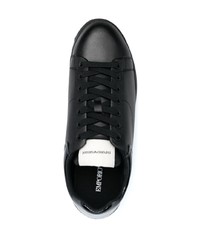 schwarze Leder niedrige Sneakers von Emporio Armani