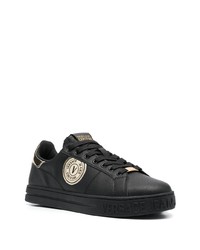 schwarze Leder niedrige Sneakers von VERSACE JEANS COUTURE