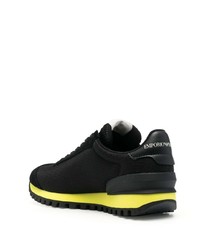 schwarze Leder niedrige Sneakers von Emporio Armani