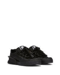 schwarze Leder niedrige Sneakers von Dolce & Gabbana