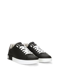 schwarze Leder niedrige Sneakers von Dolce & Gabbana