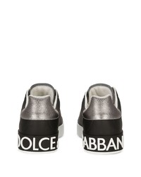 schwarze Leder niedrige Sneakers von Dolce & Gabbana