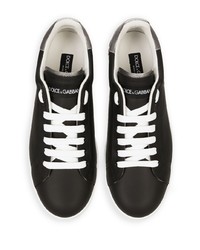 schwarze Leder niedrige Sneakers von Dolce & Gabbana