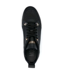 schwarze Leder niedrige Sneakers von Moschino