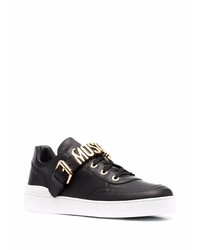 schwarze Leder niedrige Sneakers von Moschino